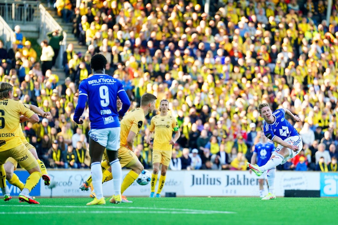 Markus André Kaasa scoret det første målet i Bodø. Foto: Fredrik Varfjell / NTB