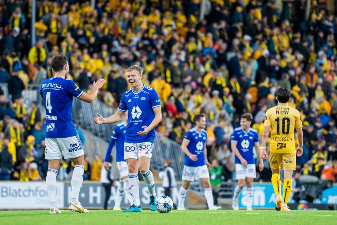 Benjamin Tiedemann Hansen og Eirik Haugan godt fornøyd med jobben mot Bodø/Glimt. Foto: Fredrik Varfjell / NTB